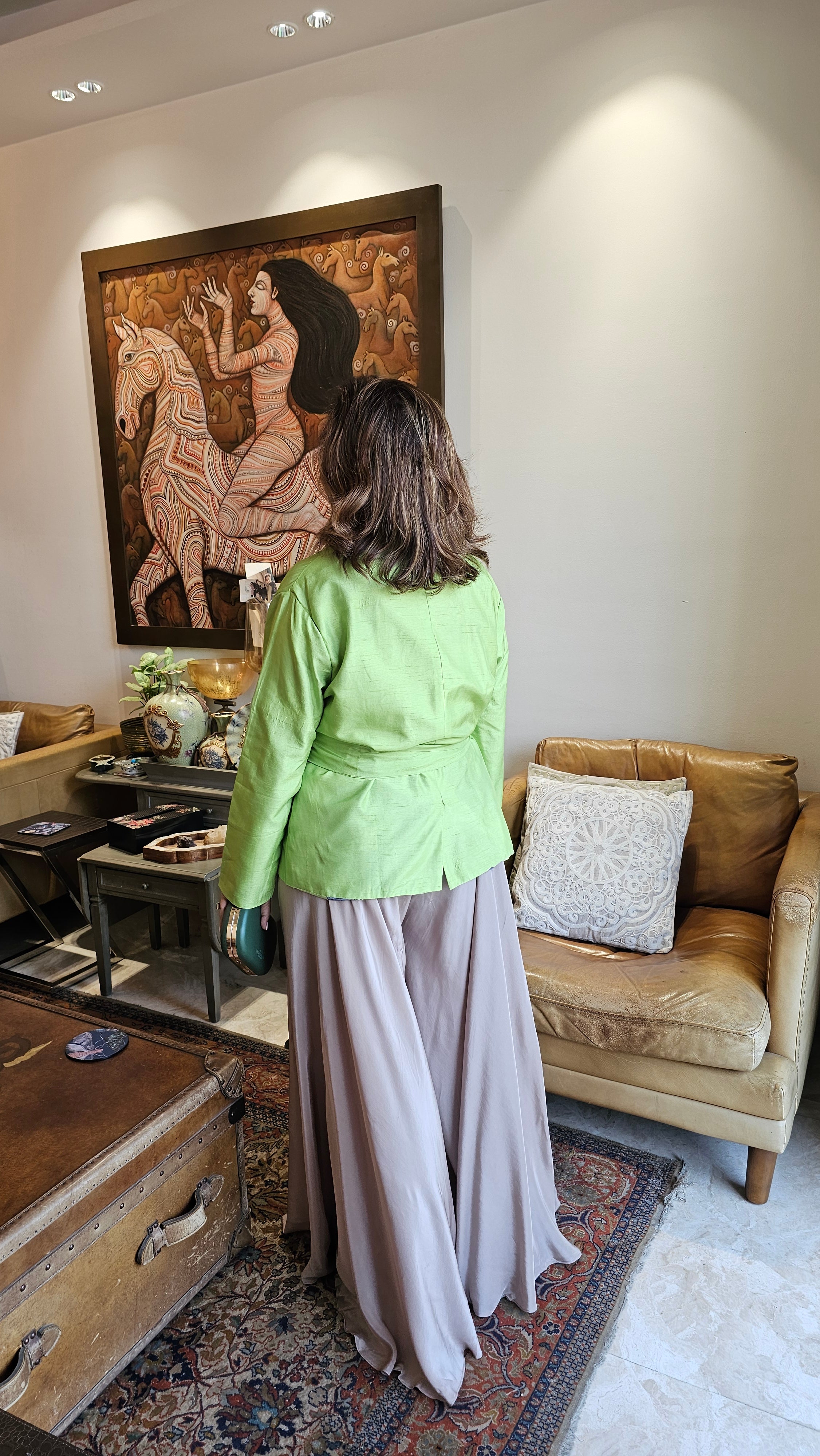 Beautiful Raw Silk Top with Crepe Bottom Outfit