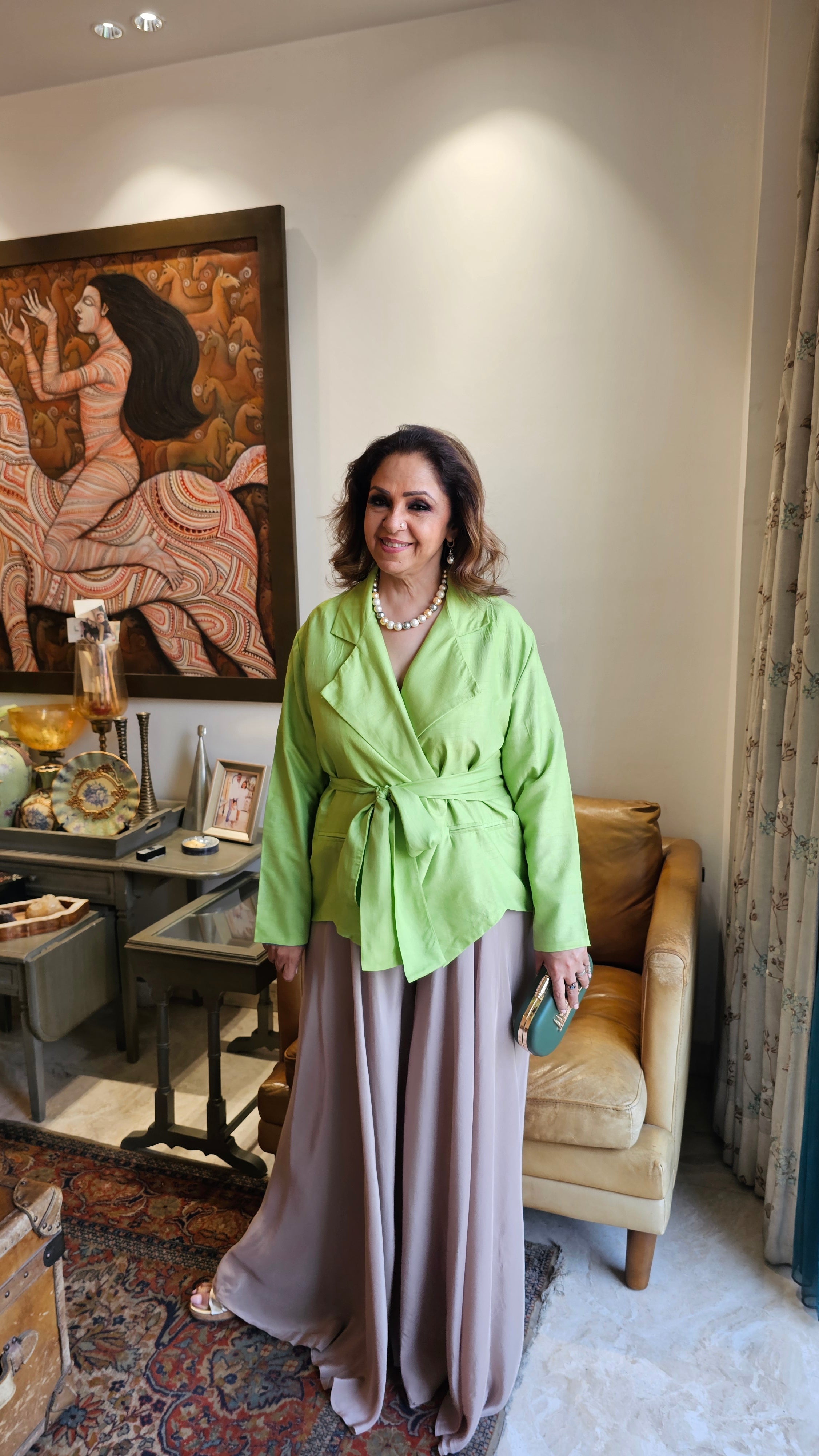 Beautiful Raw Silk Top with Crepe Bottom Outfit