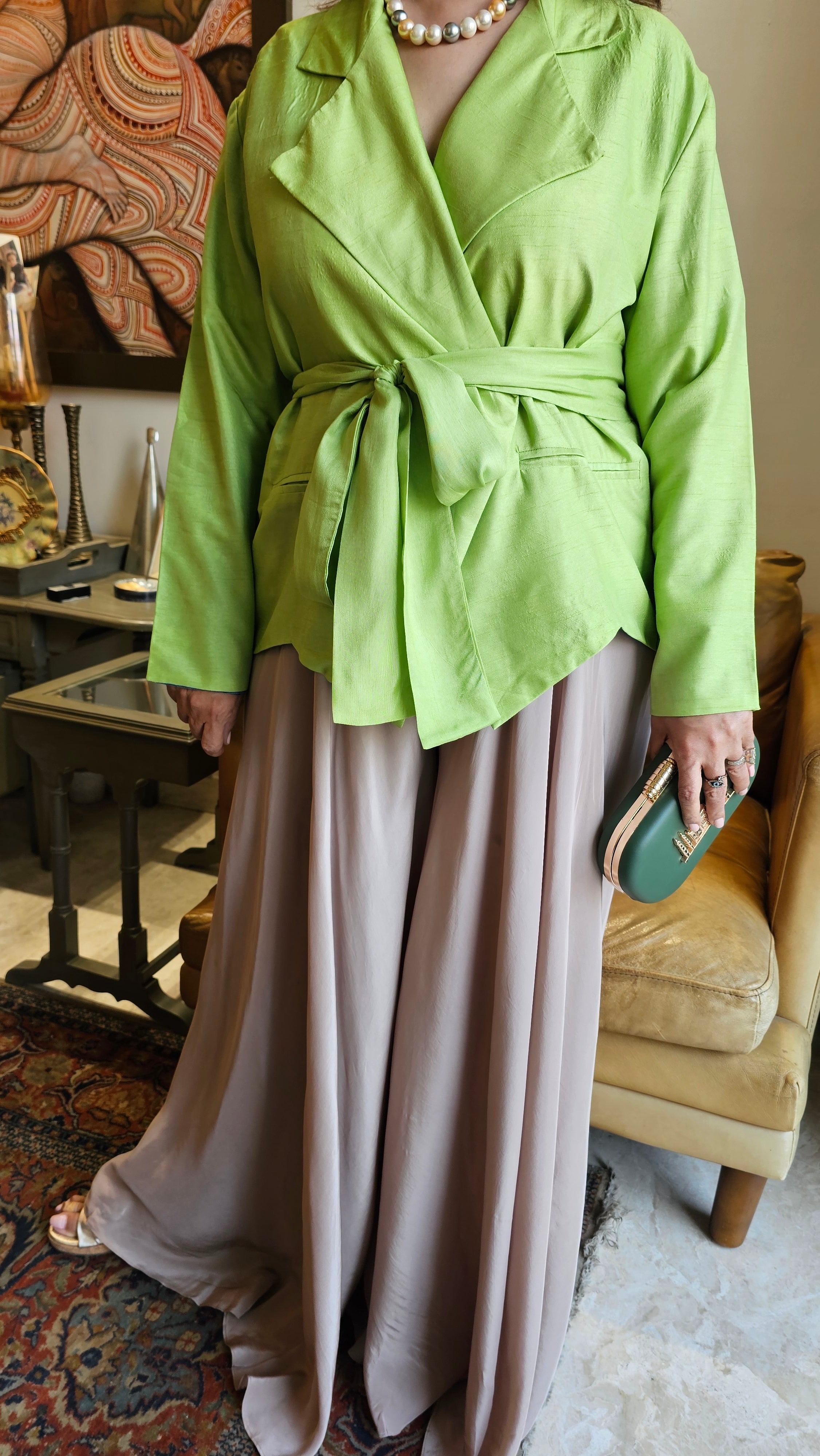 Beautiful Raw Silk Top with Crepe Bottom Outfit
