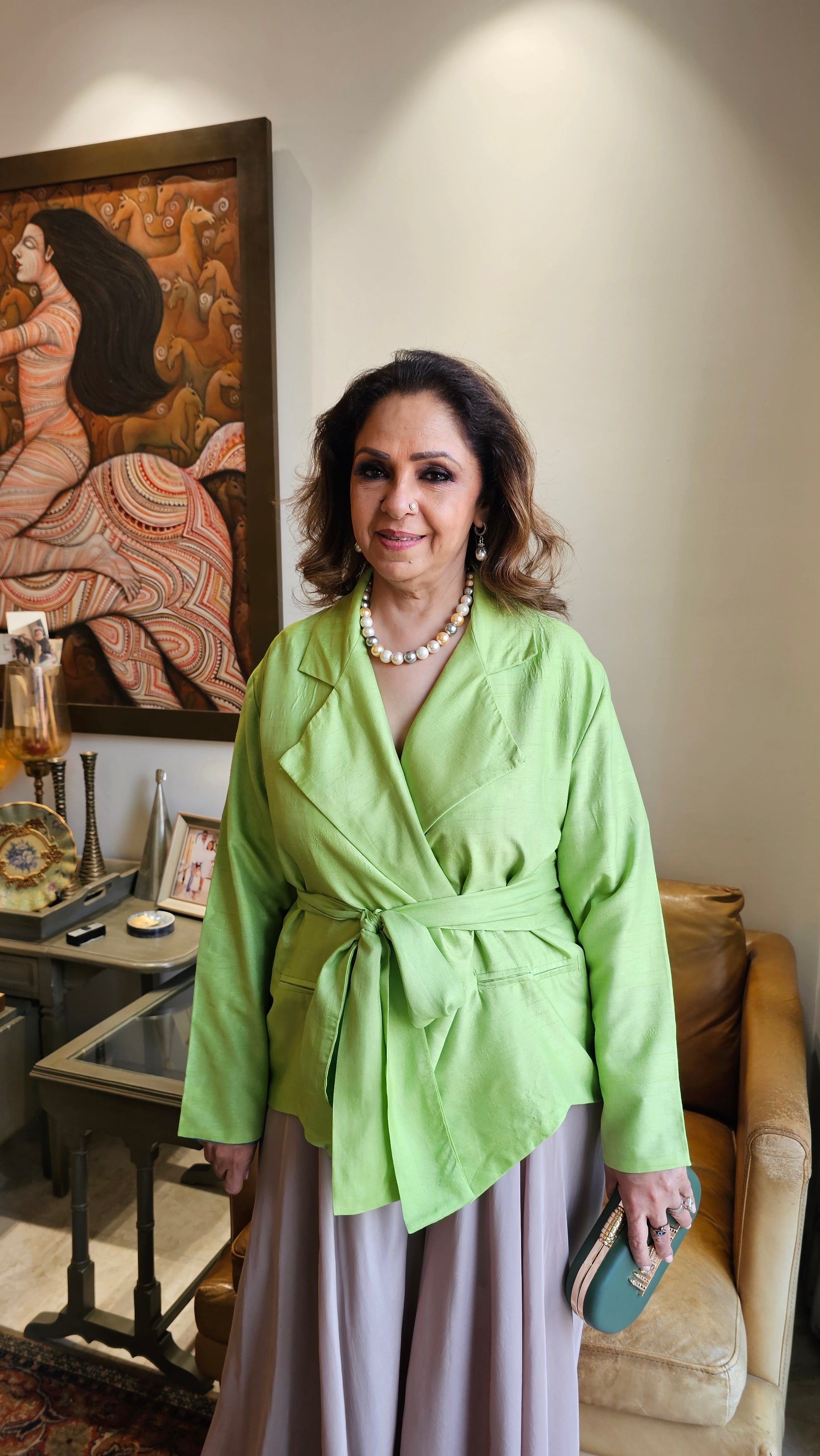 Beautiful Raw Silk Top with Crepe Bottom Outfit
