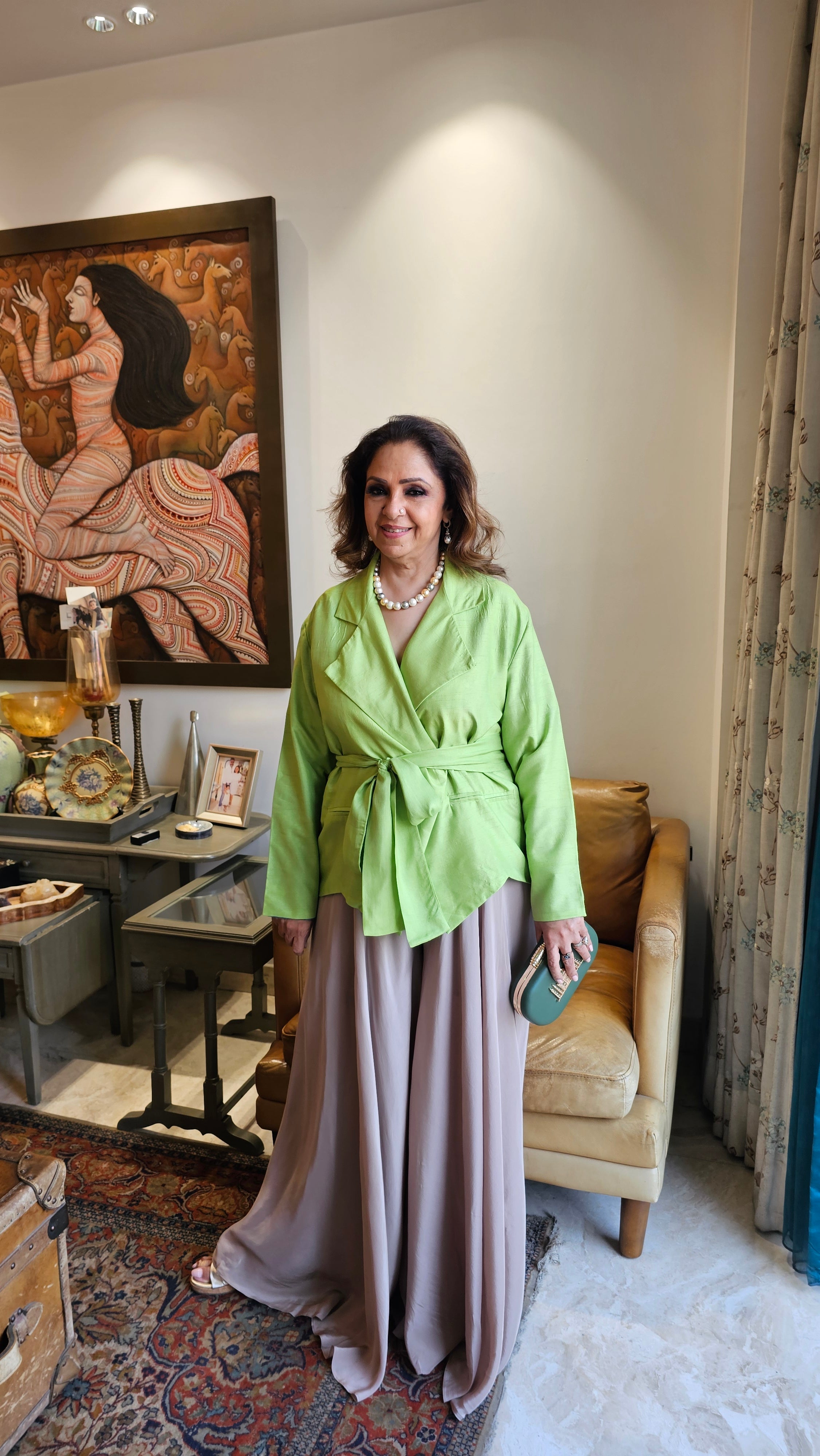 Beautiful Raw Silk Top with Crepe Bottom Outfit