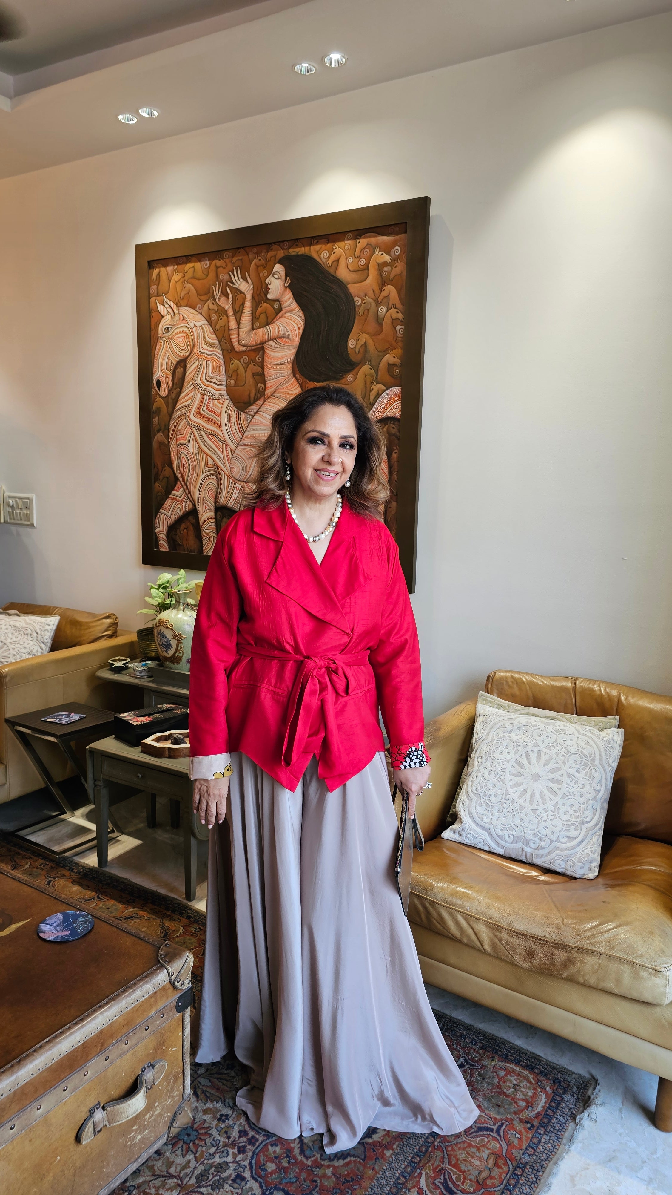 Beautiful Raw Silk Top with Crepe Bottom Outfit
