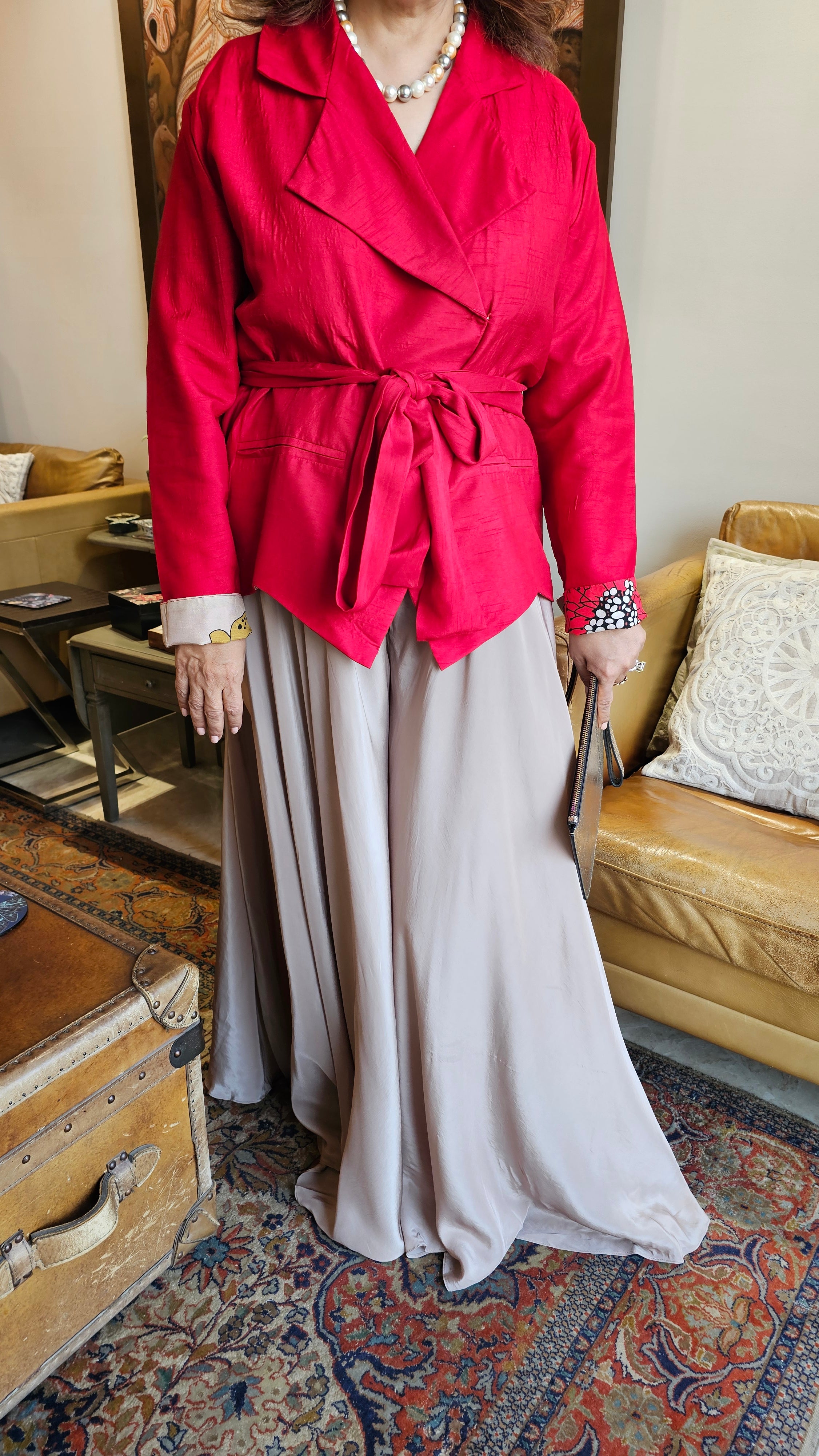Beautiful Raw Silk Top with Crepe Bottom Outfit