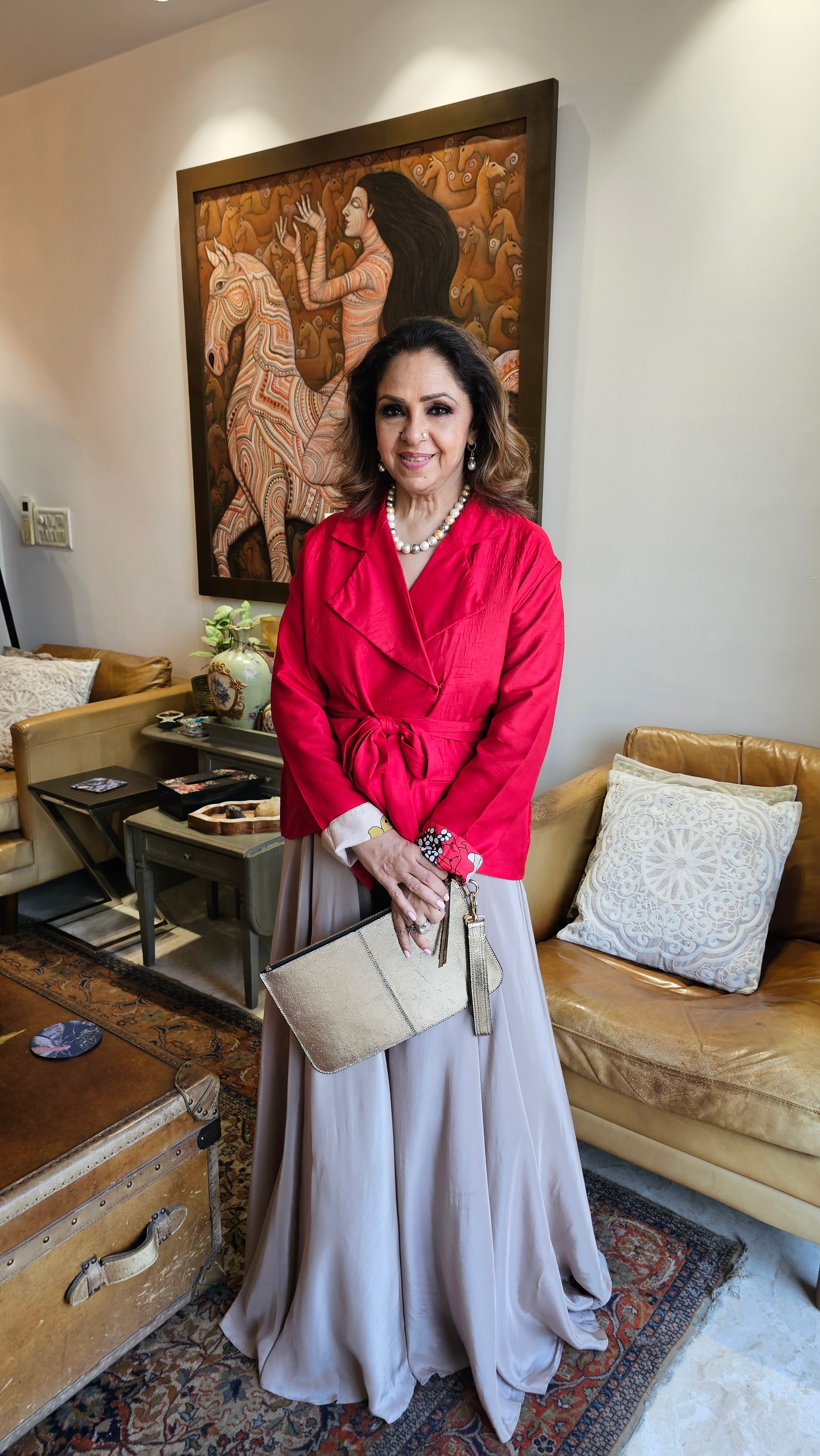 Beautiful Raw Silk Top with Crepe Bottom Outfit