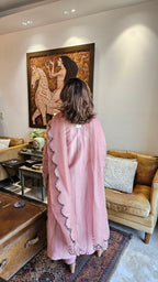 Stunning Chanderi Top with Applique Patch and Bead work with Cotton Bottom & Organza Cut work Dupatta