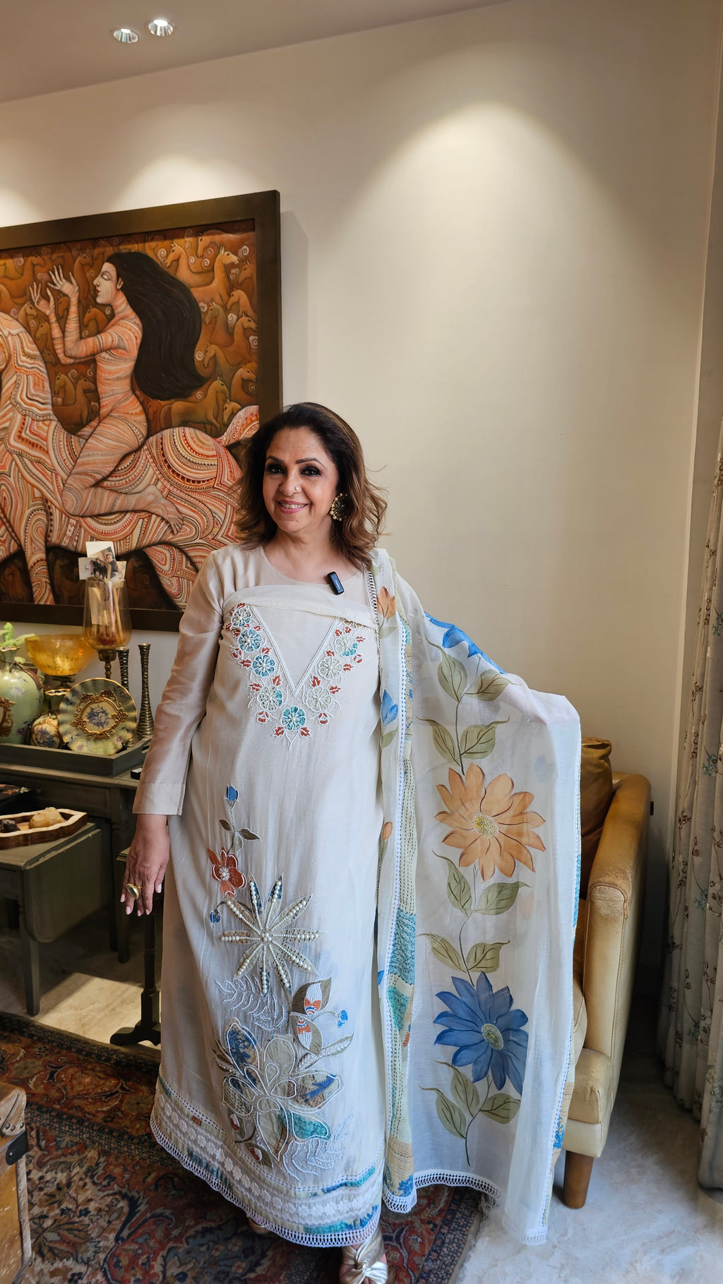 Beautiful Mul Fabric Unstitched  Suit Embellished with Hand Work