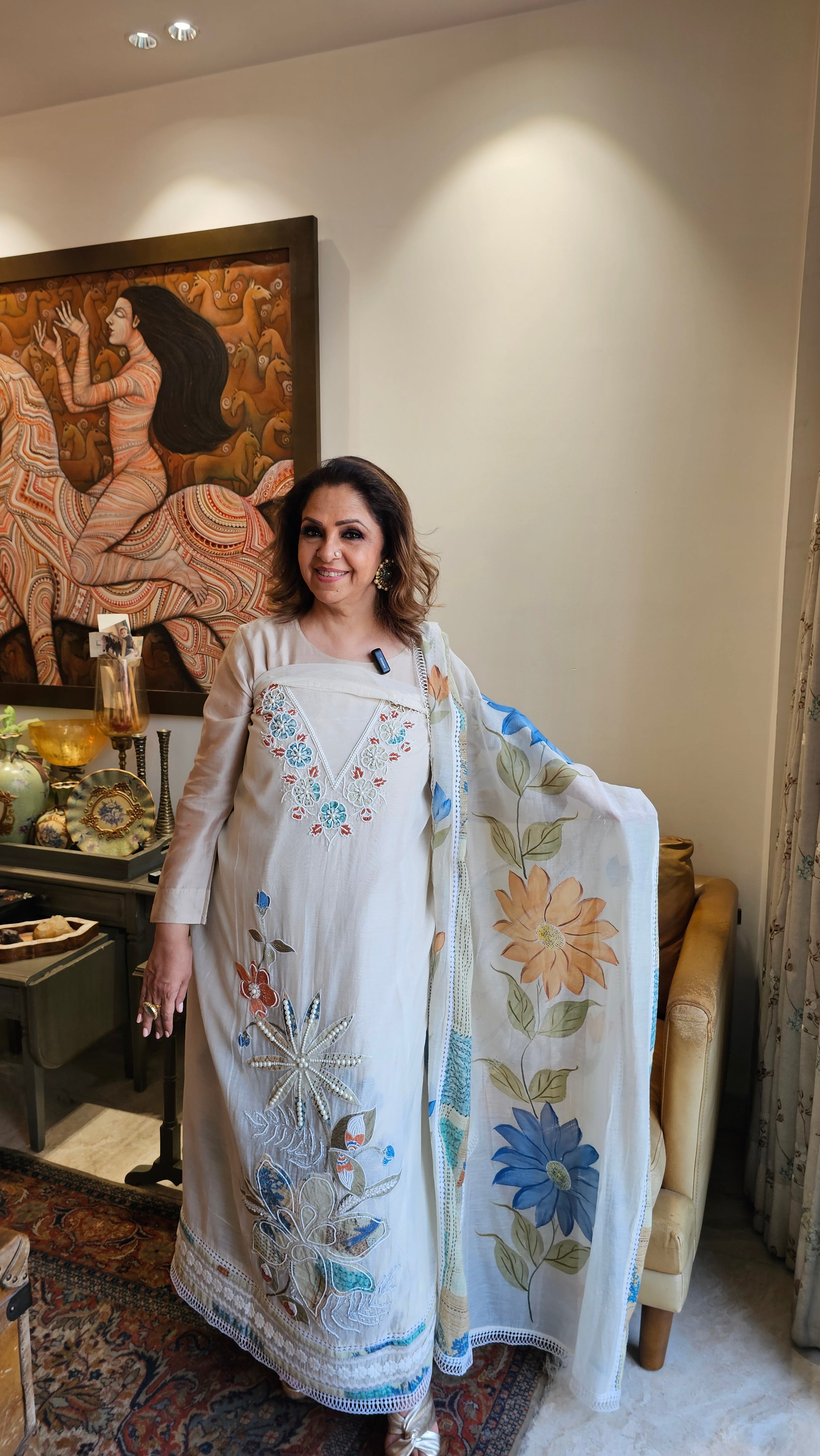 Beautiful Mul Fabric Unstitched  Suit Embellished with Hand Work