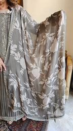 Beautiful Crepe Unstitched Suit with Hand Work