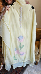 Stunning Unstitched Mul Suit With Hand Embroidery
