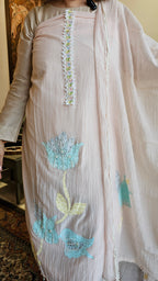 Stunning Unstitched Mul Suit With Hand Embroidery
