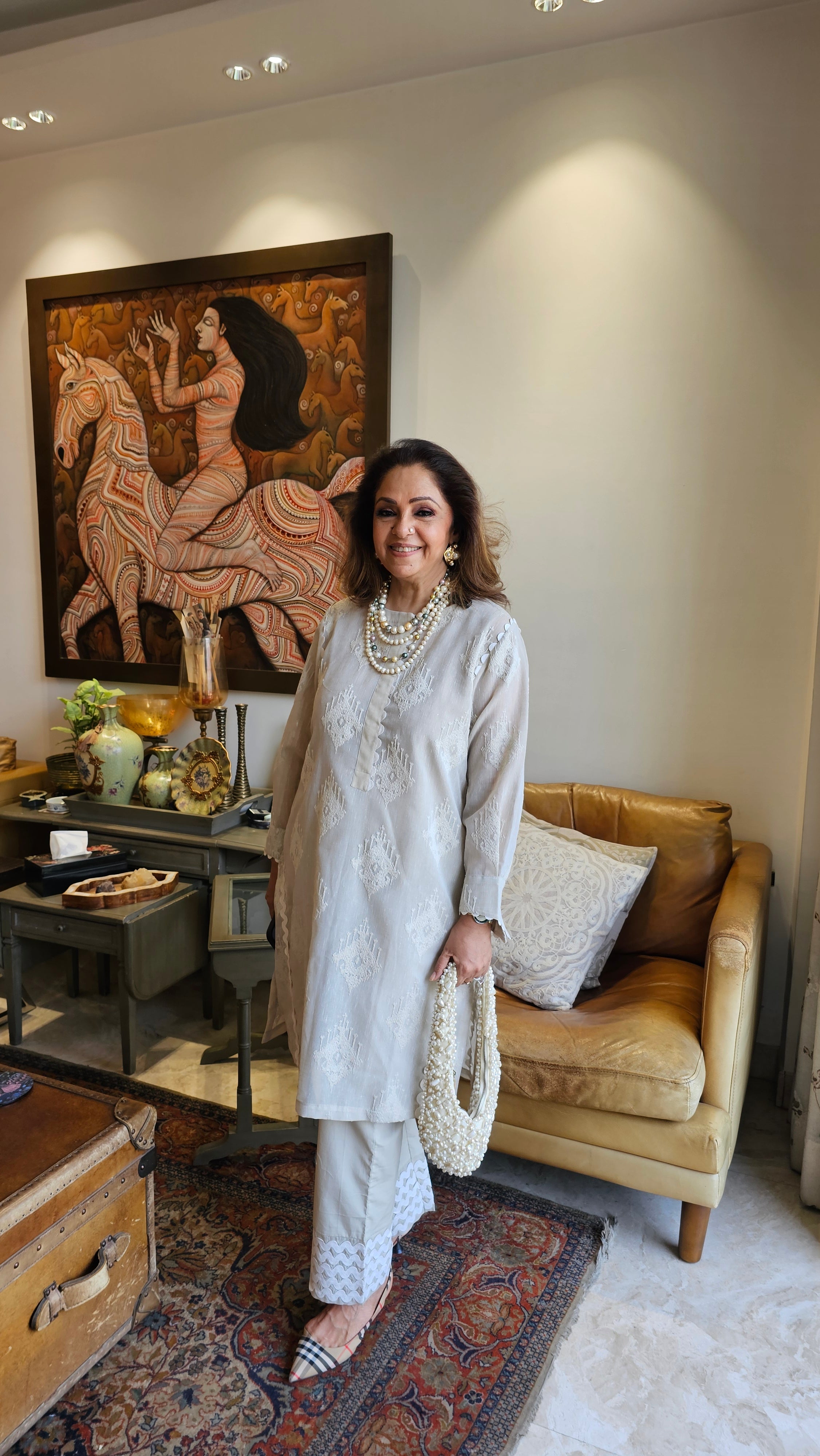 Stunning Embroidered Linen Outfit With Lycra Cotton Pants
