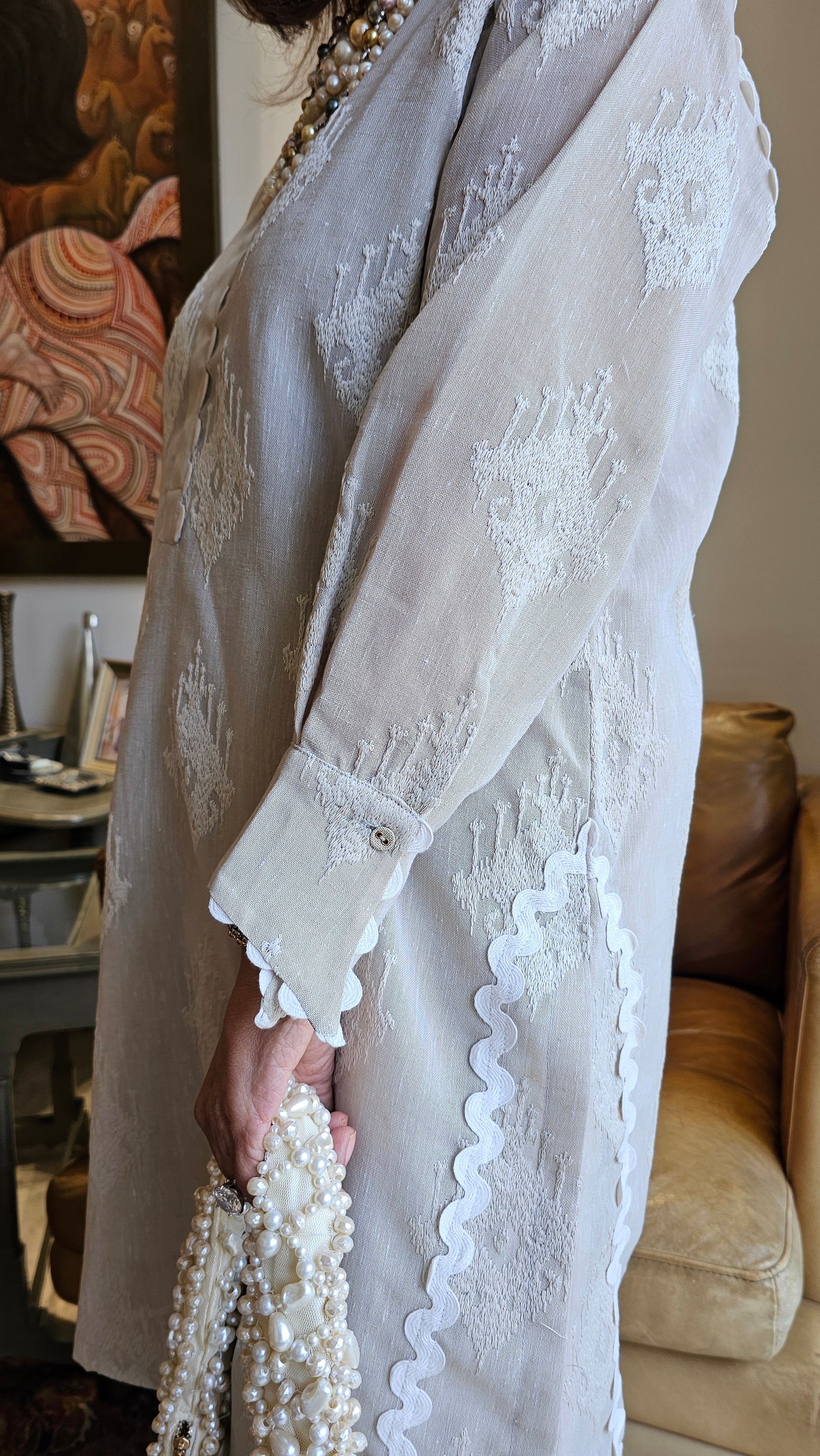 Stunning Embroidered Linen Outfit With Lycra Cotton Pants