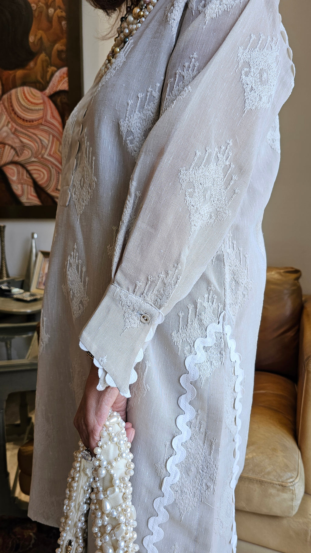 Stunning Embroidered Linen Outfit With Lycra Cotton Pants