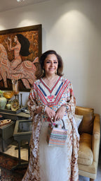 Beautiful Crepe Digital Printed Kaftan Outfit With Zari & Pearl Work