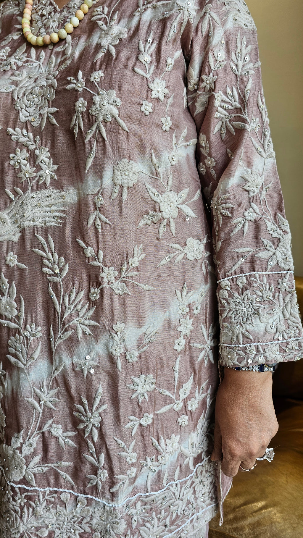 Stunning Cotton Silk Outfit Embellished with Thread & Sequins Work