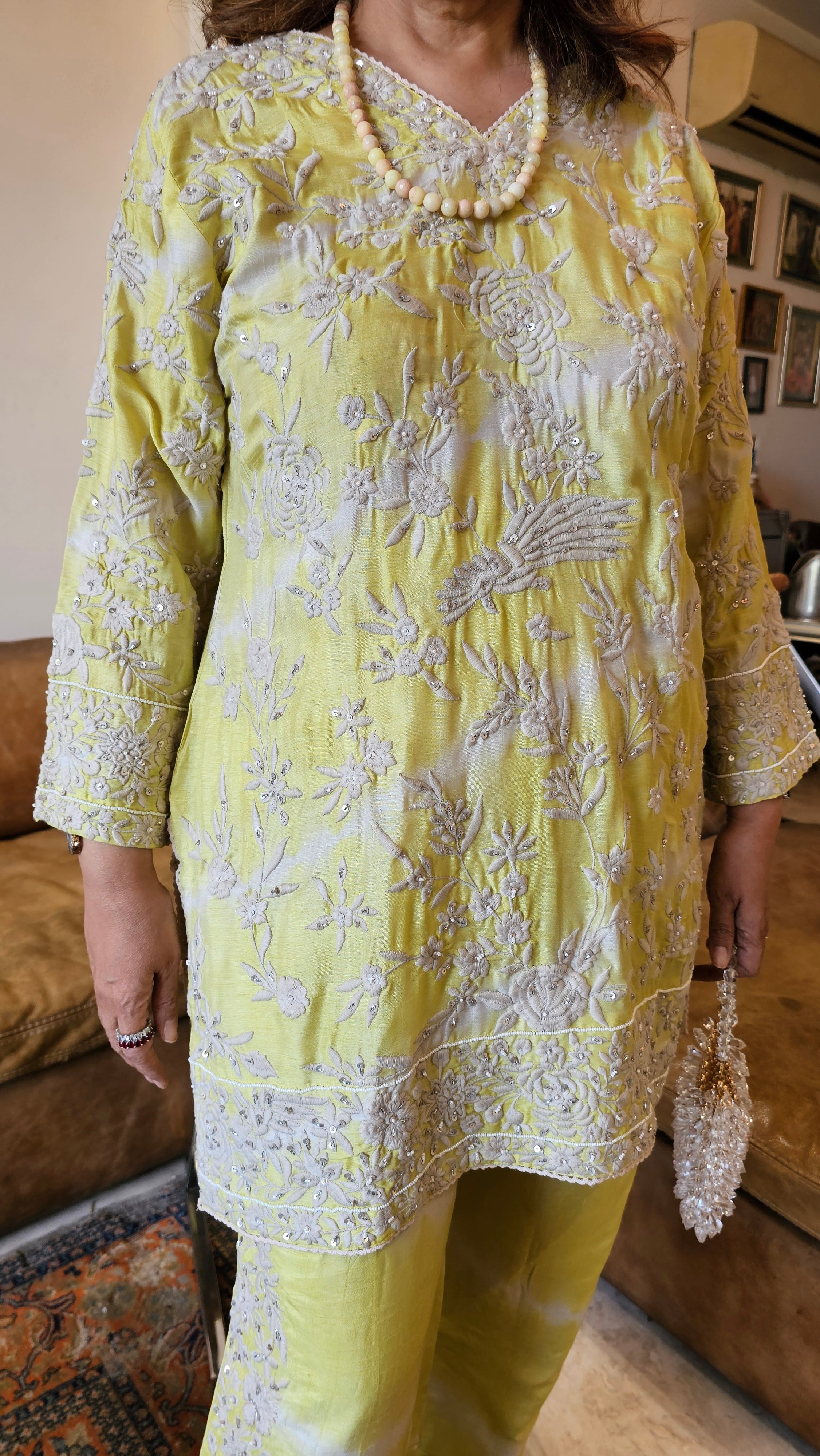 Stunning Cotton Silk Outfit Embellished with Thread & Sequins Work