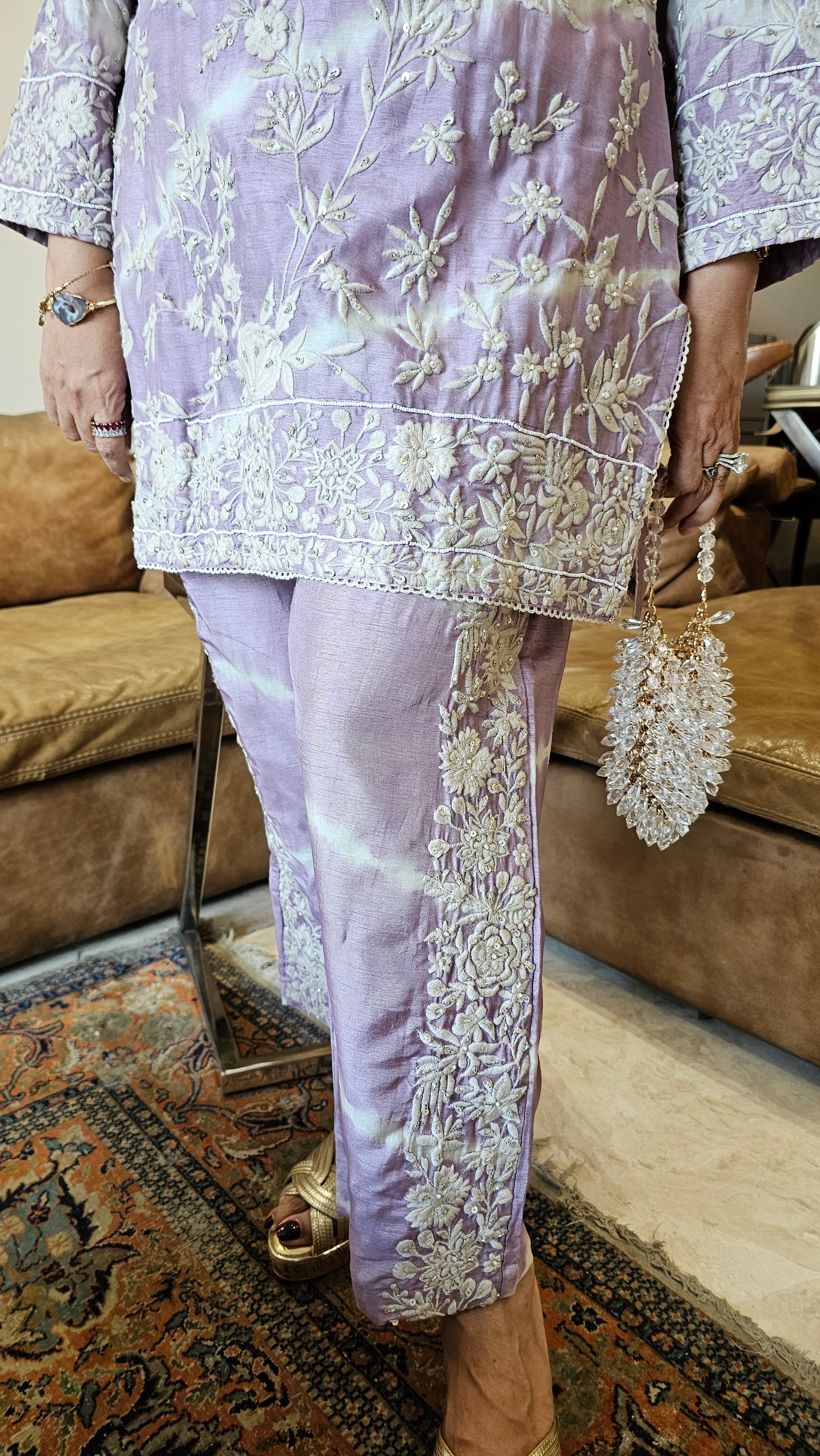 Stunning Cotton Silk Outfit Embellished with Thread & Sequins Work