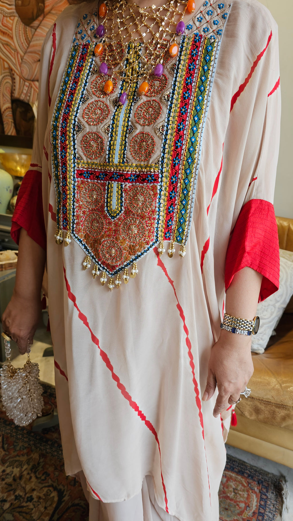Stunning Georgette Outfit With Thread, Dabka & Pearl Work