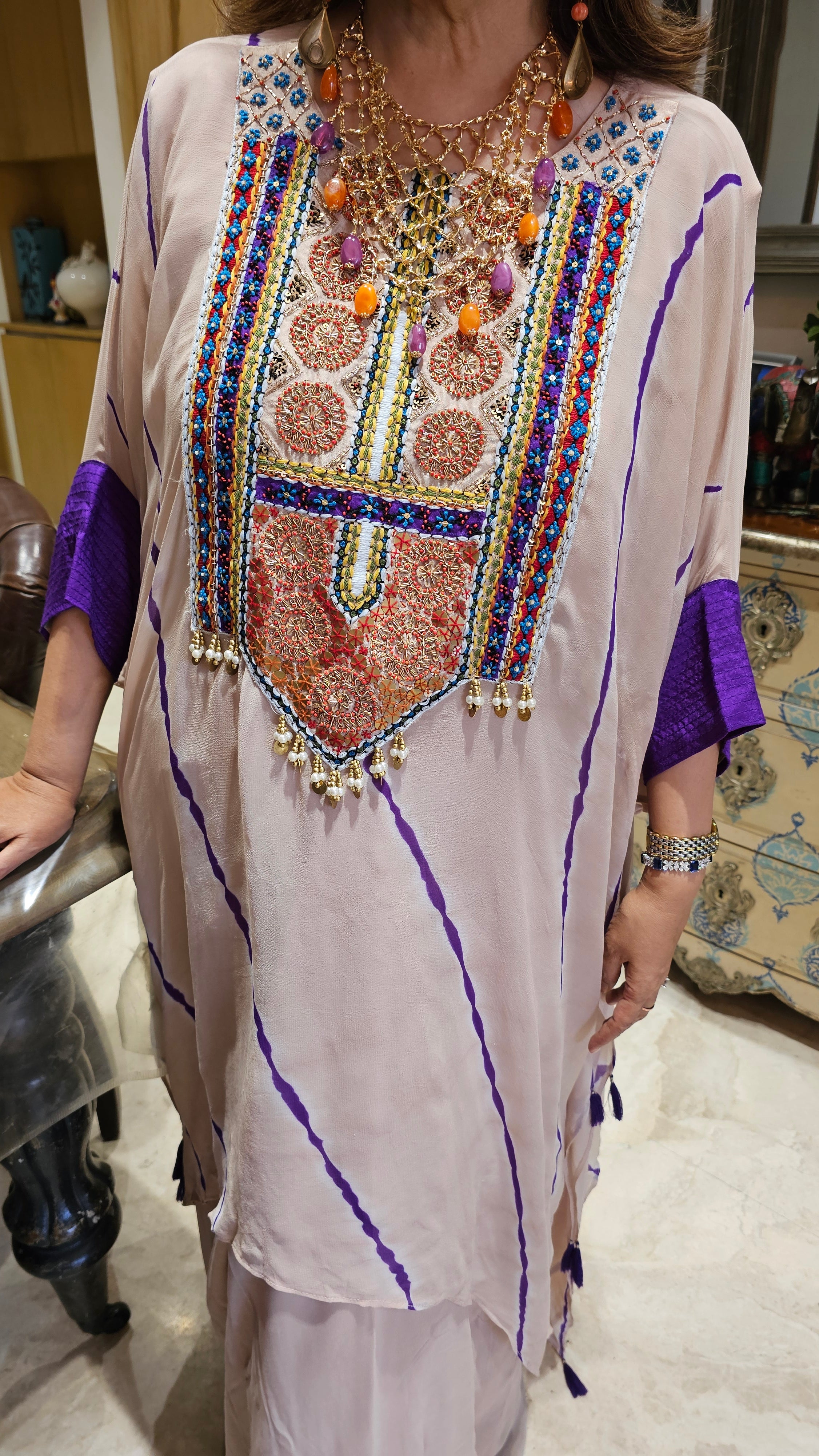 Stunning Georgette Outfit With Thread, Dabka & Pearl Work