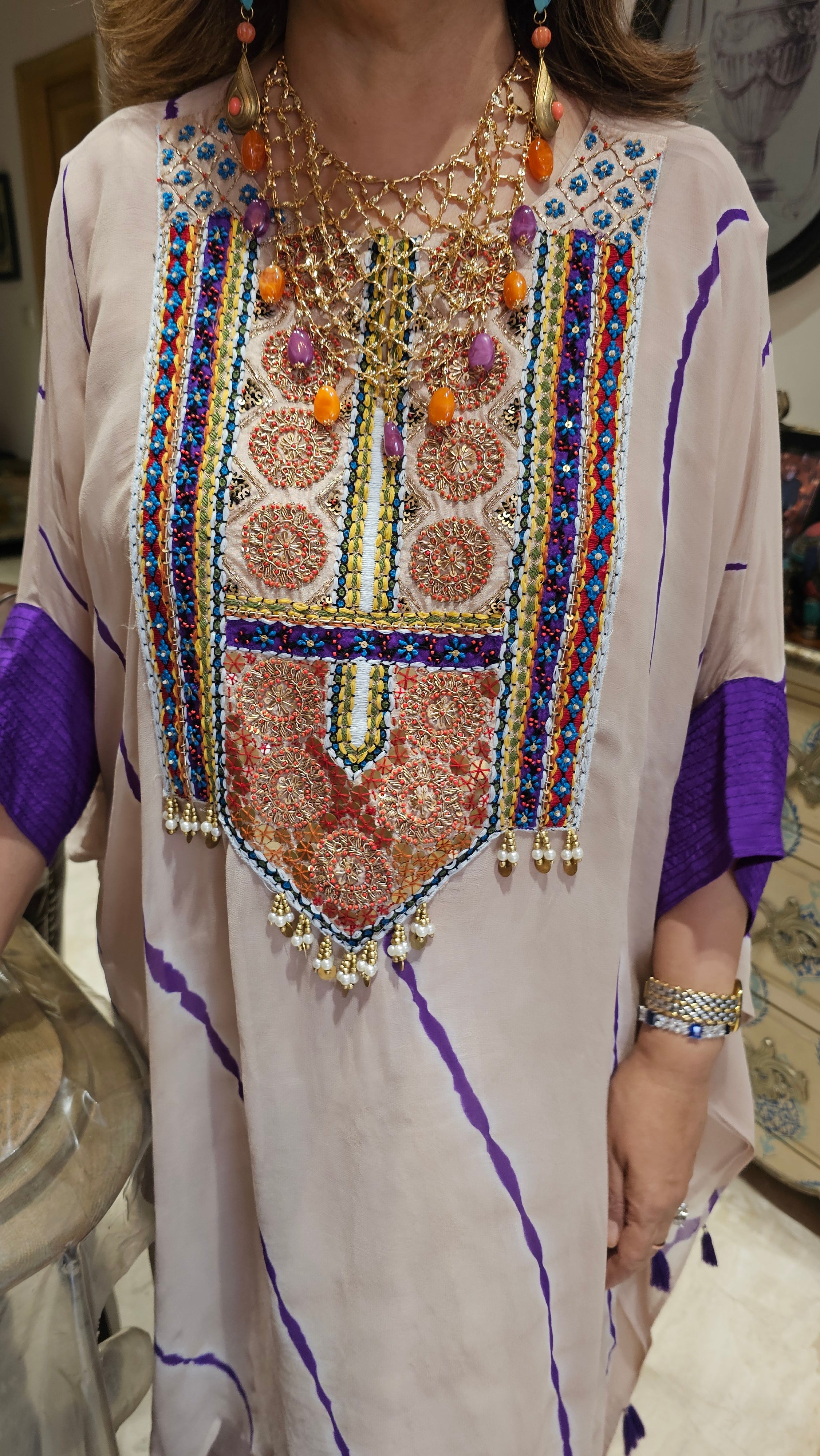 Stunning Georgette Outfit With Thread, Dabka & Pearl Work