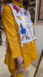 Beautiful Linen Outfit with Embroidered Detachable Yoke with Dori Tie Ups