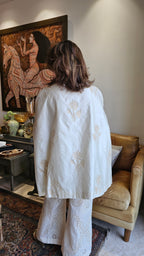 Beautiful Chanderi Top with Embroidery Dressed with Crochet Buttons & with Cotton Chikan Bottom