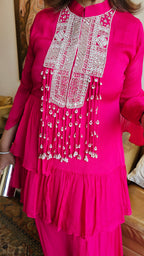 Beautiful Chinon Outfit with Pearl & Hand work
