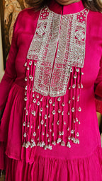 Beautiful Chinon Outfit with Pearl & Hand work