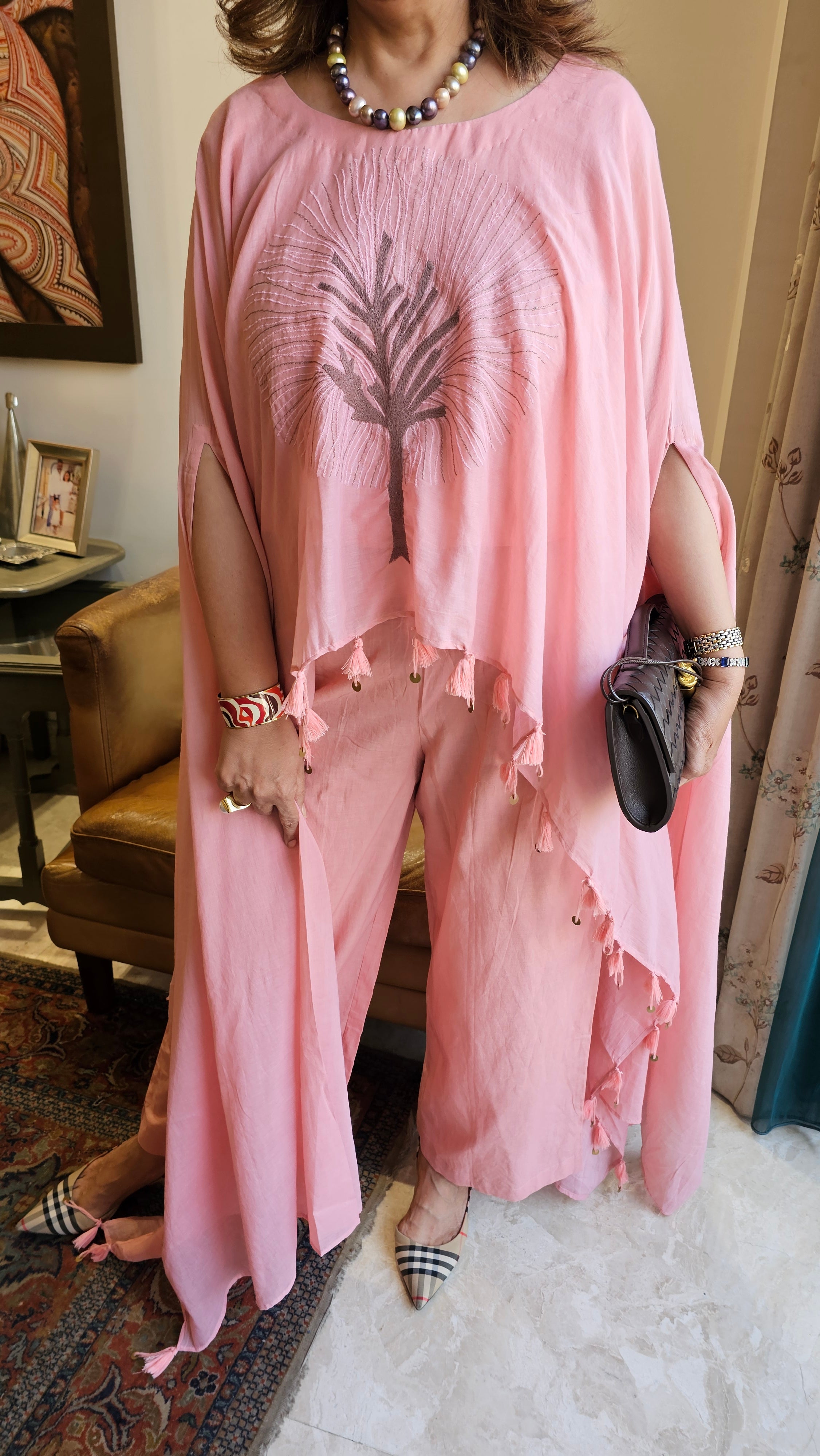 Beautiful Mul Cotton Cape Style Coord Set with Thread Work