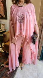 Beautiful Mul Cotton Cape Style Coord Set with Thread Work