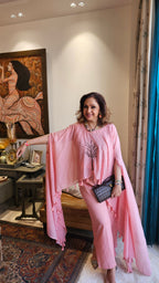 Beautiful Mul Cotton Cape Style Coord Set with Thread Work