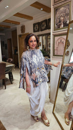 Beautiful Linen Cotton Dhoti Style Outfit with Thread work