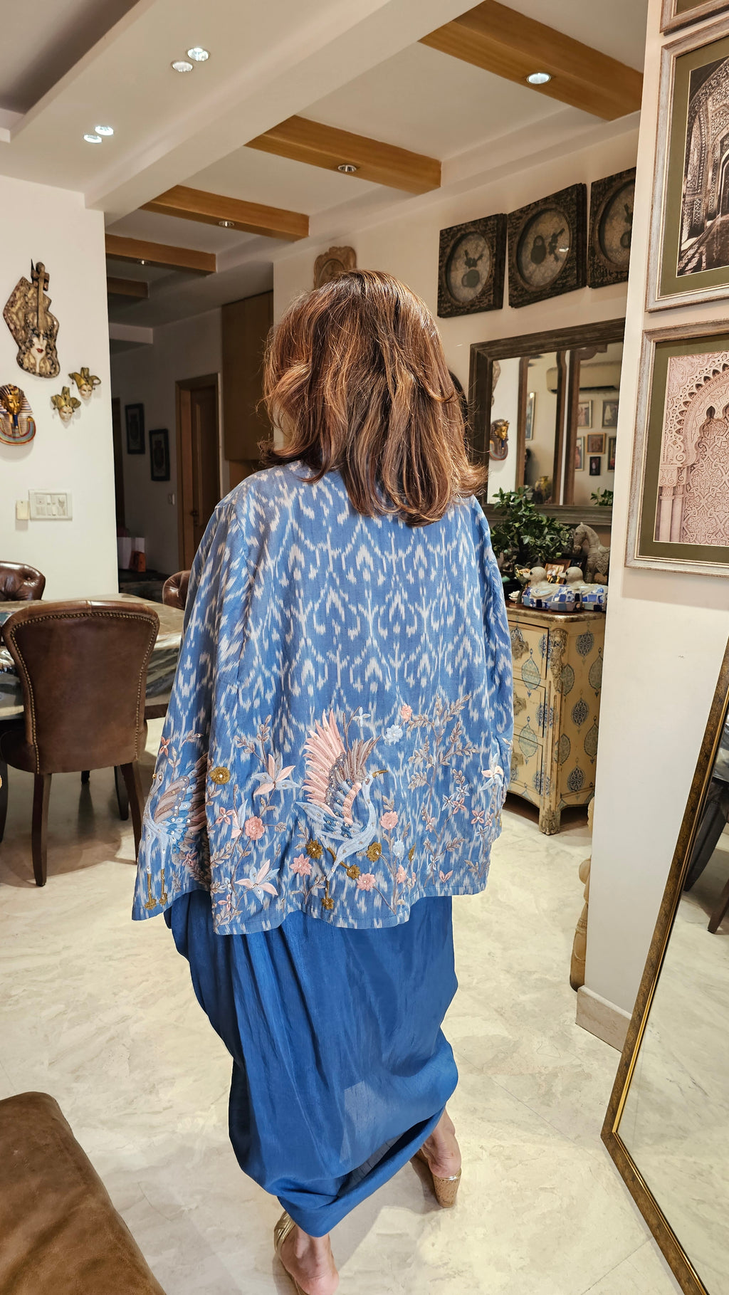 Beautiful Linen Cotton Dhoti Style Outfit with Thread work