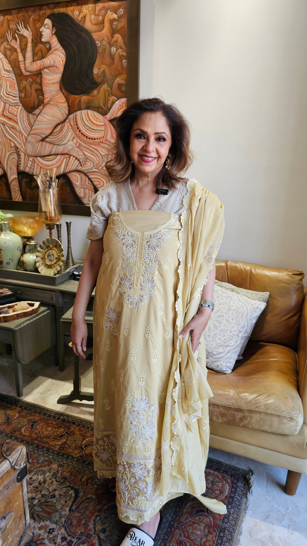 Beautiful Pure Cotton Suit with Chikan Embroidery Work