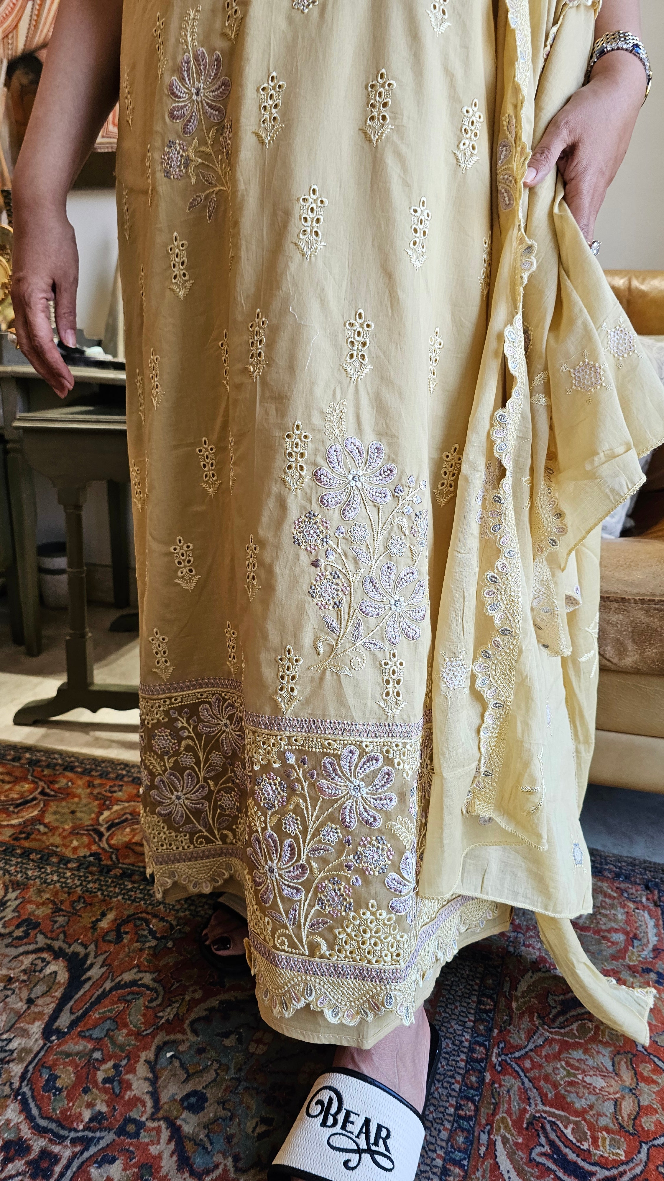 Beautiful Pure Cotton Suit with Chikan Embroidery Work