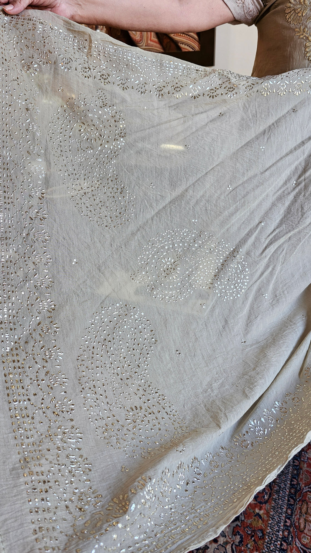 Beautiful Pure Mul Suit with Pitta Zari & Mukaish Work