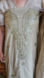 Beautiful Pure Mul Suit with Pitta Zari & Mukaish Work