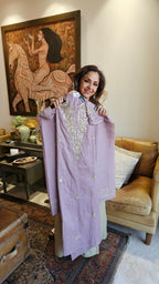 Beautiful Pure Mul Suit with Pitta Zari & Mukaish Work