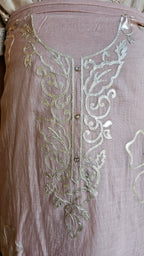 Beautiful Mul Chanderi Suit with Leather Applique Patch Work