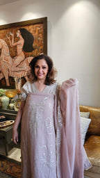 Beautiful Mul Chanderi Suit with Leather Applique Patch Work