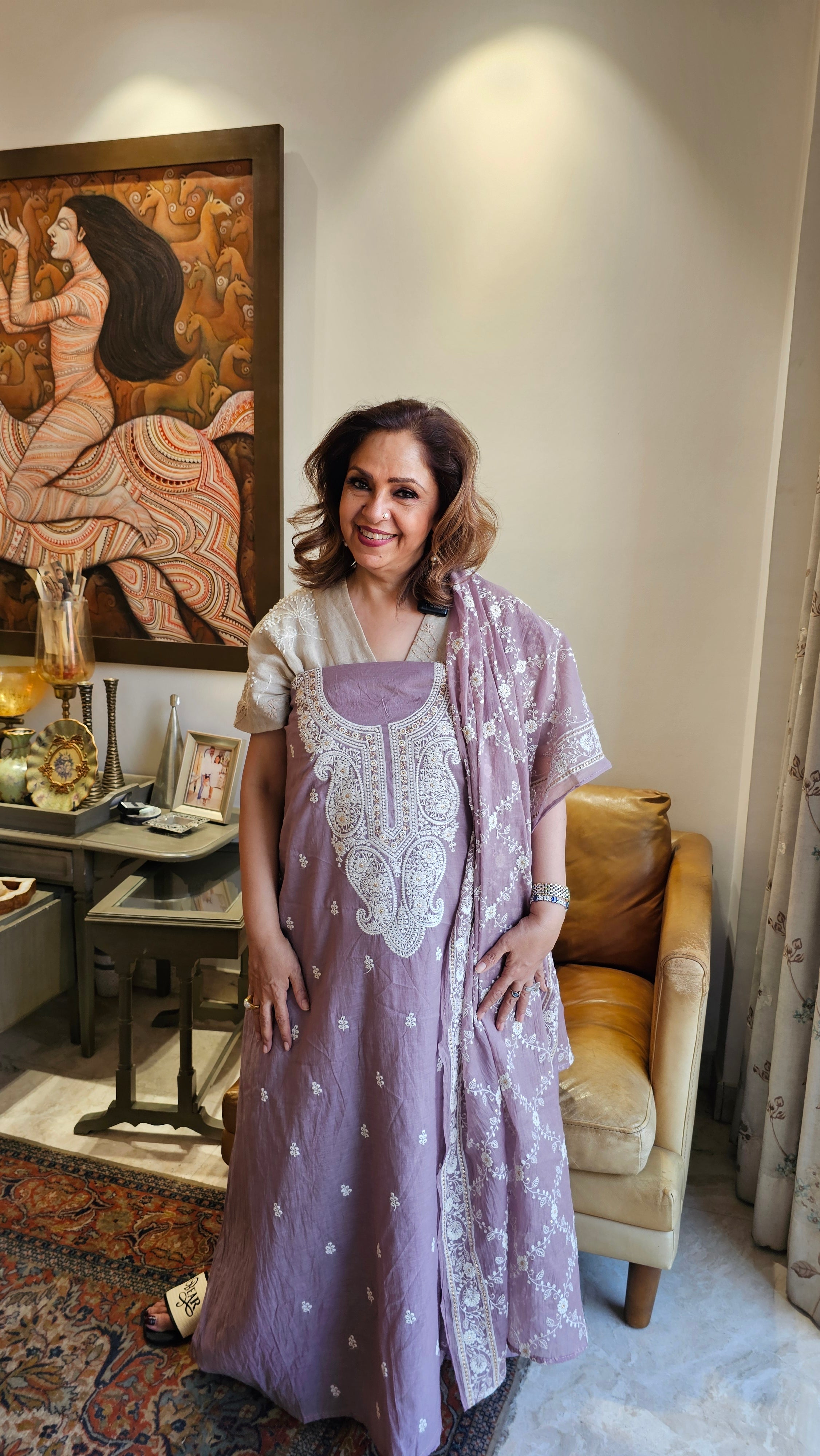 Beautiful Mul Chanderi Suit with Chikan Work