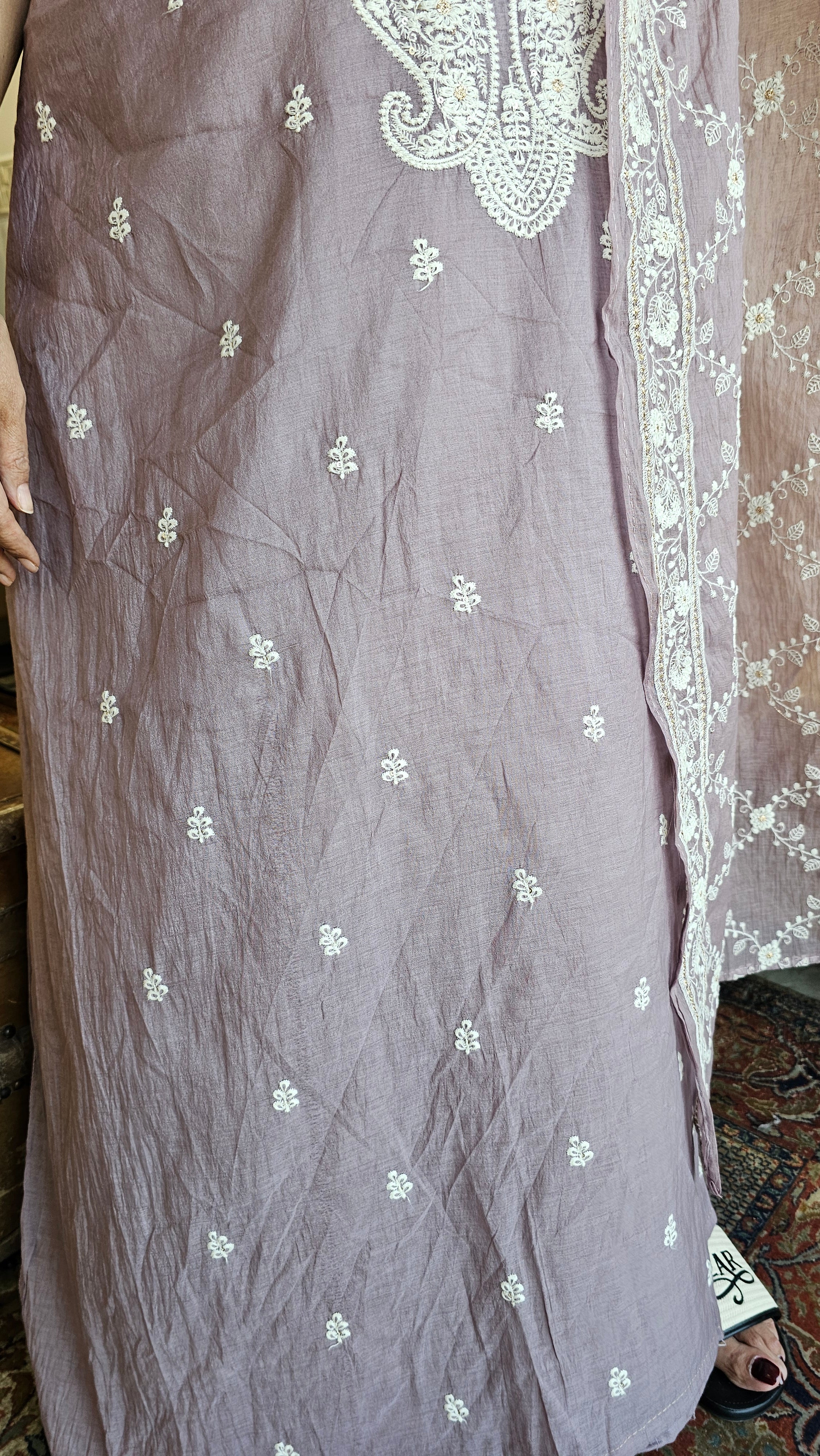 Beautiful Mul Chanderi Suit with Chikan Work
