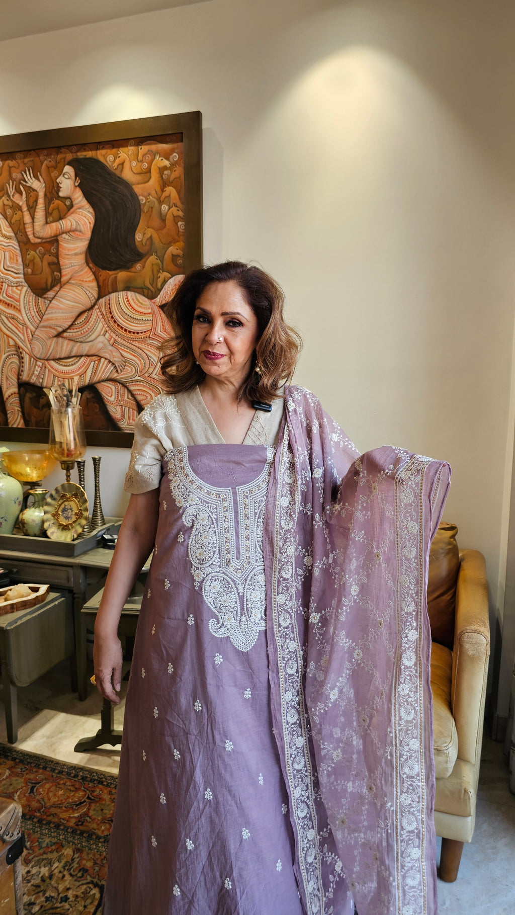 Beautiful Mul Chanderi Suit with Chikan Work