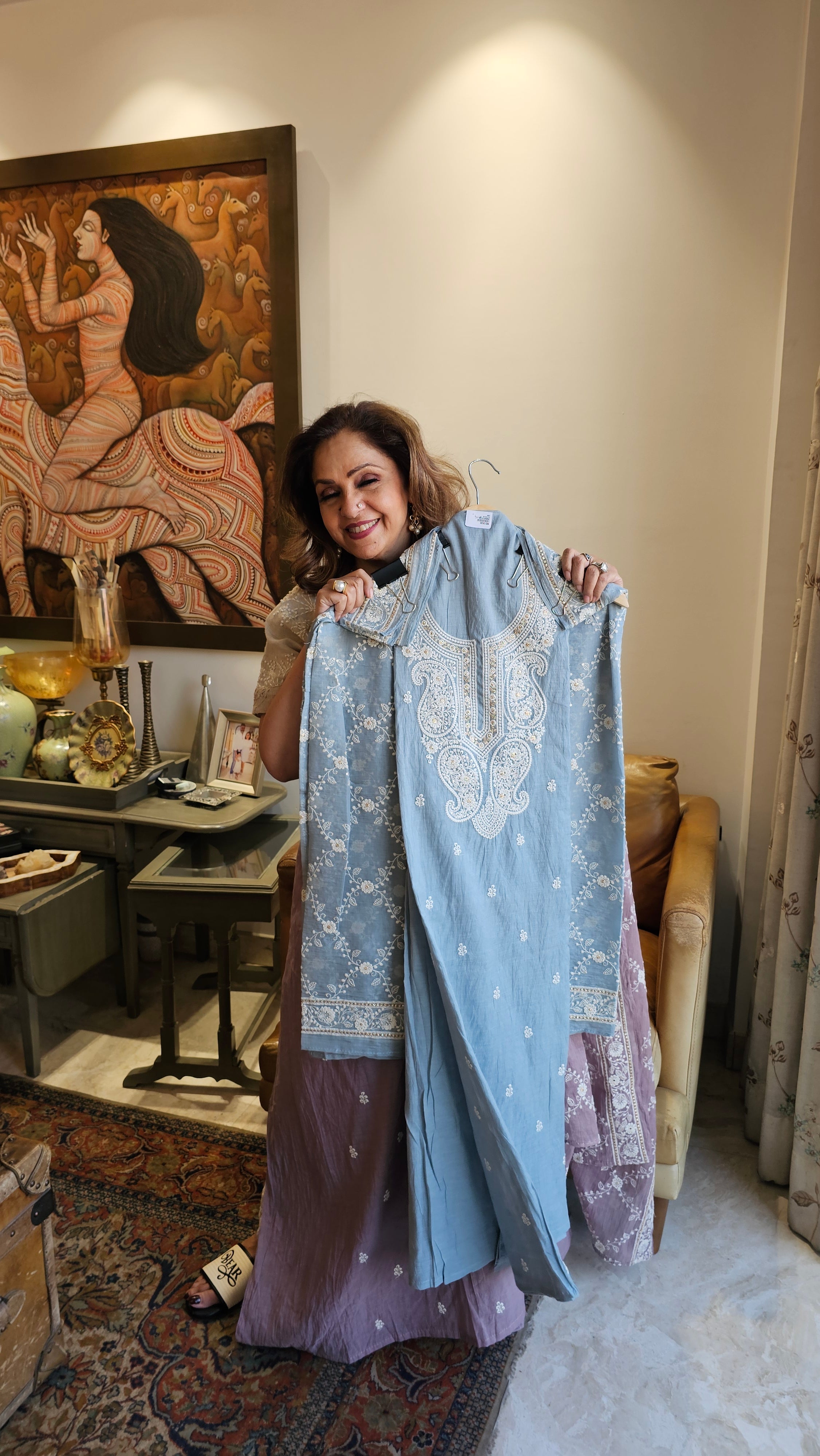 Beautiful Mul Chanderi Suit with Chikan Work