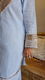 Beautiful Linen Co-ord Set With Gota & Mirror Work