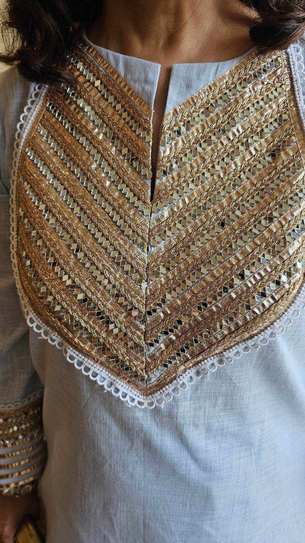 Beautiful Linen Co-ord Set With Gota & Mirror Work