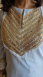 Beautiful Linen Co-ord Set With Gota & Mirror Work