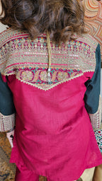 Stunning Linen Co-ord Set With Zari, Resham & Mirror Work