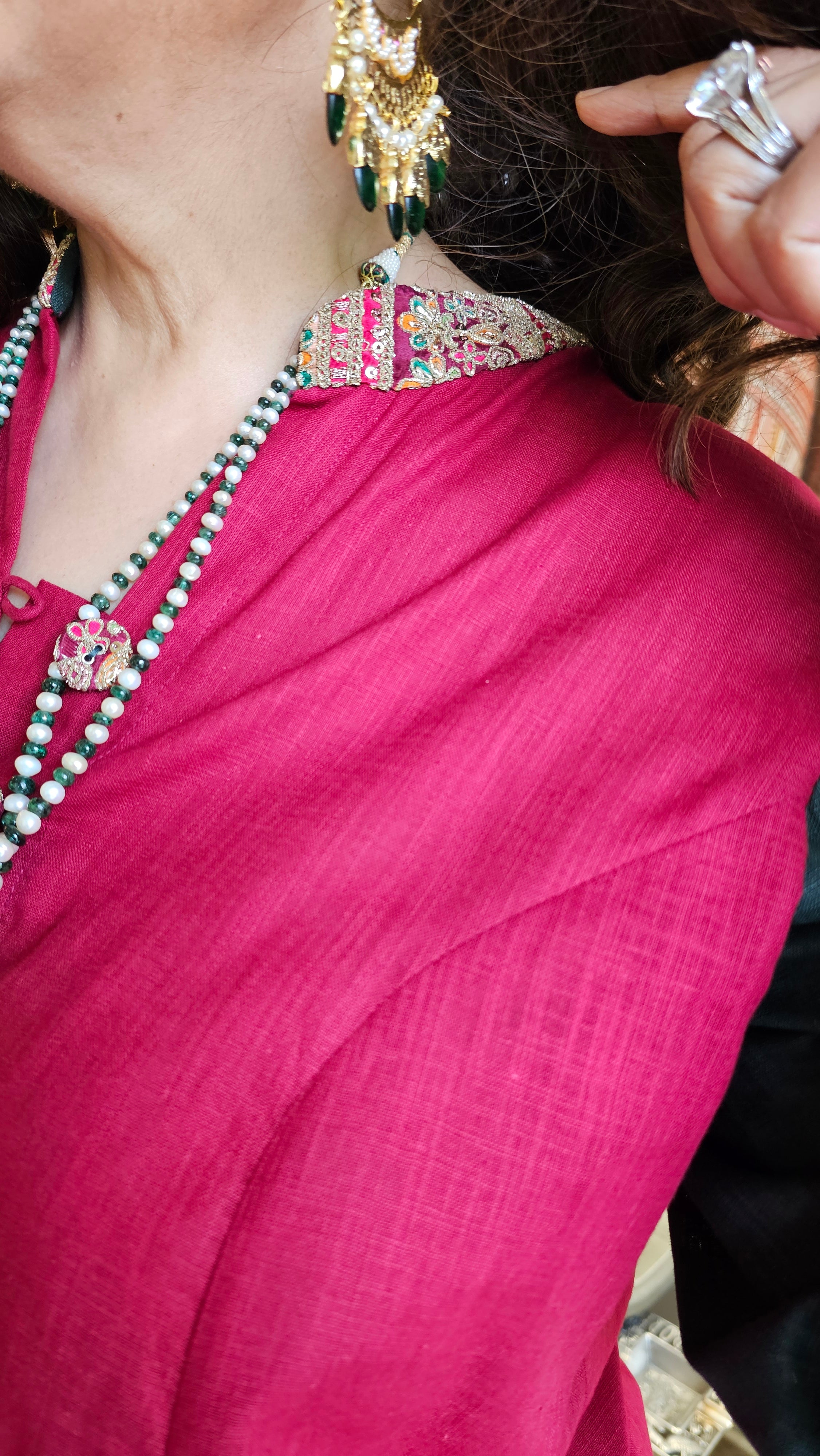 Stunning Linen Co-ord Set With Zari, Resham & Mirror Work