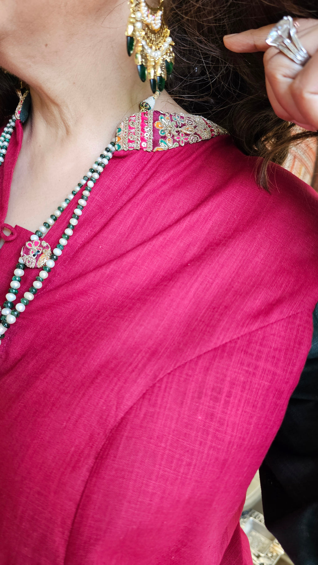Stunning Linen Co-ord Set With Zari, Resham & Mirror Work